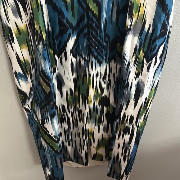 Carmen Marc Valvo women multicolored Ikat print silk dress w/sequin & beading - Picture 11 of 12